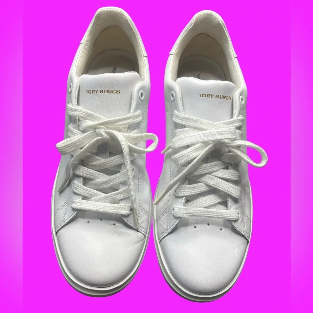 Tory Burch Classic White Lace-Up Sneakers - Picture 1 of 7